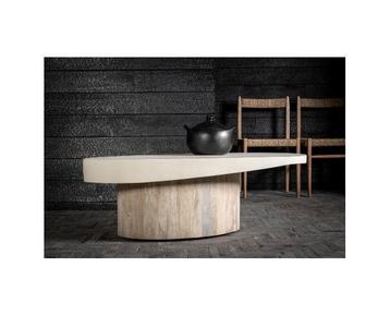 Salontafel Kiana organish beton blad en houten poten 130x66