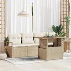 vidaXL 5-delige Tuinbankenset met kussens poly rattan acacia, Verzenden, Nieuw, Rotan