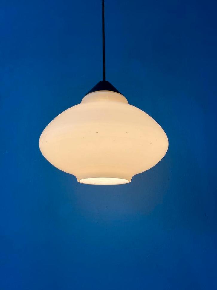 Vintage Philips Opaline Glass Pendant Lamp attributed to Lou, Huis en Inrichting, Lampen | Hanglampen, Nieuw, Ophalen of Verzenden
