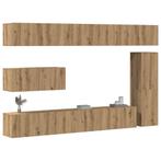 vidaXL 7-delig Tv-meubelset wandmontage bewerkt hout, Verzenden, Nieuw, Overige houtsoorten