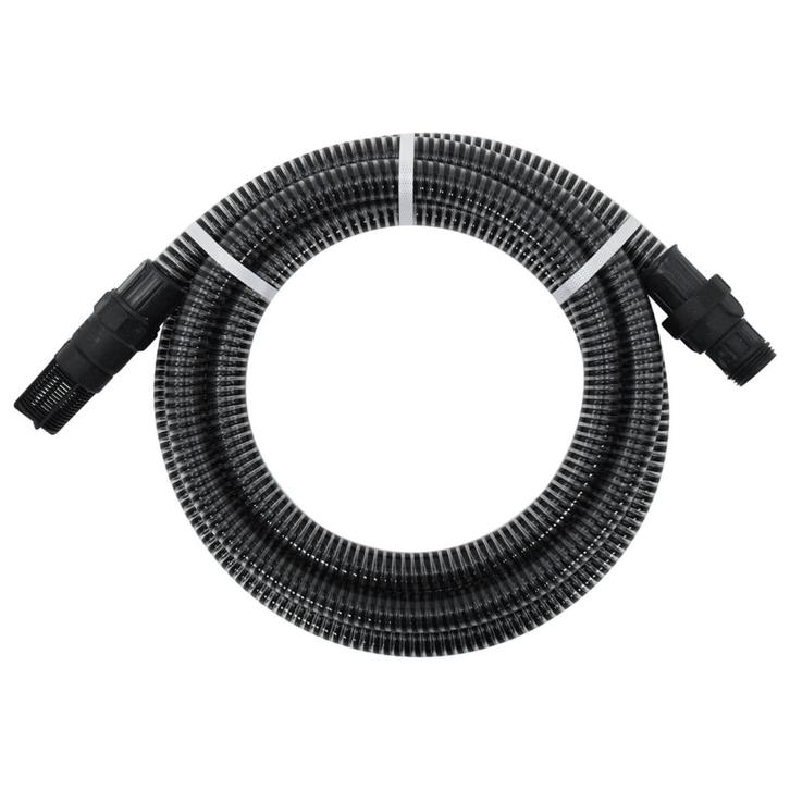 vidaXL Zuigslang met PVC koppelingen 1,1 4 m PVC zwart, Tuin en Terras, Tuinslangen, Nieuw, Verzenden