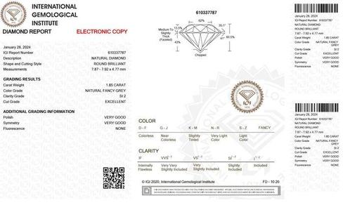 1 pcs Diamant (Natuurlijk gekleurd) - 1.85 ct - Rond - Fancy, Sieraden, Tassen en Uiterlijk, Edelstenen