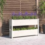 vidaXL Plantenbak 112x25x66 cm massief grenenhout wit, Tuin en Terras, Bloembakken en Plantenbakken, 100 cm of meer, Verzenden