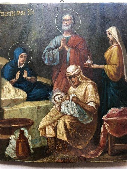 Icoon - Geboorte van Christus - Hout, Antiek en Kunst, Kunst | Niet-Westerse kunst