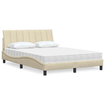 vidaXL Bed met matras Hanko stof crèmekleurig 120x200 cm beschikbaar voor biedingen