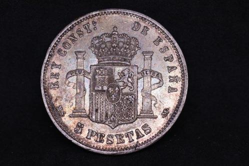 Spanje. Alfonso XII. 5 Pesetas 1885 (*18-85) MSM (Zonder, Postzegels en Munten, Munten | Europa | Niet-Euromunten