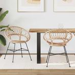vidaXL Eetkamerstoel 2 pcs Naturel 65 x 55,5 x 81 cm Riet en, Huis en Inrichting, Stoelen, Verzenden, Nieuw, Bruin