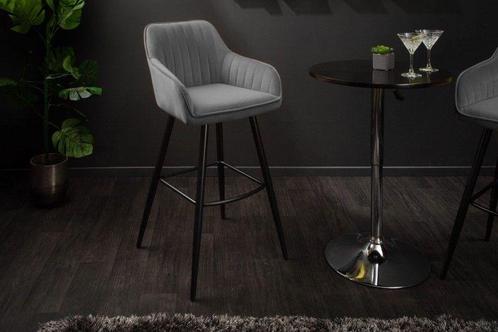 Elegante barkruk TURIN zilvergrijs fluweel met decoratieve, Huis en Inrichting, Barkrukken, Ophalen of Verzenden