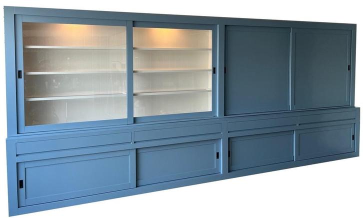 TV - buffetkast blauw Venlo XXXL 580 X 240cm dichte deuren, Huis en Inrichting, Kasten | Buffetkasten, Ophalen of Verzenden