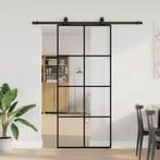 vidaXL Schuifdeur met beslagset 90x205 cm ESG glas zwart, Doe-het-zelf en Verbouw, Deuren en Horren, Verzenden, Nieuw