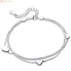 925 sterling zilveren 3 armbandjes  in 1 met 3 hartjes, Sieraden, Tassen en Uiterlijk, Armbanden, Verzenden, Nieuw, Zilver