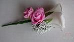 Corsage Roos Spierwit+Pink CPR144 Maatwerk corsage, Hobby en Vrije tijd, Knutselen, Ophalen of Verzenden, Nieuw
