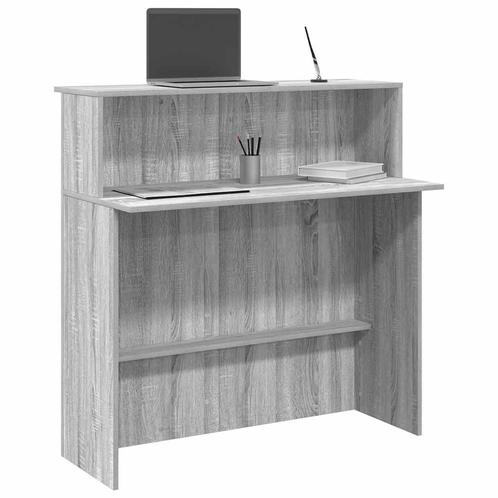 vidaXL Receptiebalie 100x50x103,5 cm bewerkt hout grijs, Huis en Inrichting, Bureaus, Nieuw, Verzenden