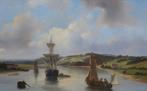Nicolaas Roosenboom (1805-1880) - Rivierlandschap met boten, Antiek en Kunst, Kunst | Schilderijen | Klassiek