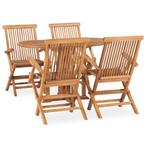 vidaXL 5-delige Tuinset inklapbaar massief teakhout, Tuin en Terras, Tuinsets en Loungesets, 4 zitplaatsen, Verzenden, Teakhout