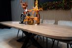 Ovale tafel zand – met metalen matrix poot - topkwaliteit, Huis en Inrichting, 100 tot 150 cm, Verzenden, Landelijk, Vijf personen of meer