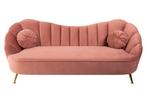 Retro 3-zitsbank ARIELLE 220cm oudroze fluwelen 3-zits met, Huis en Inrichting, Banken | Bankstellen, Ophalen of Verzenden, Nieuw