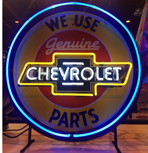 Chevrolet Neon Verlichting Met Bord 64 x 64 cm, Auto's, Chevrolet, Ophalen
