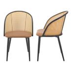 [en.casa] Eetkamerstoel Gagnef set van 2 bruin en zwart 82x5, Huis en Inrichting, Stoelen, Verzenden, Nieuw