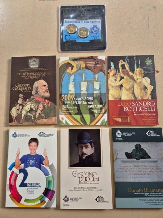 San Marino. 2 Euro 2007-2014 (6 coins) (Zonder Minimumprijs), Postzegels en Munten, Munten | Europa | Euromunten