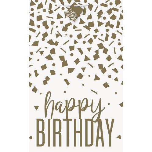 Cadeautasje Happy Birthday Goud Confetti, Hobby en Vrije tijd, Feestartikelen, Nieuw, Verzenden
