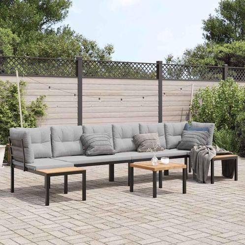 vidaXL 5-delige Loungeset met kussens gepoedercoat staal, Tuin en Terras, Tuinsets en Loungesets, Loungeset, Nieuw, Verzenden