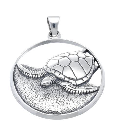 Zilveren Schildpad op strand opengewerkt kettinghanger, Sieraden, Tassen en Uiterlijk, Kettinghangers, Verzenden