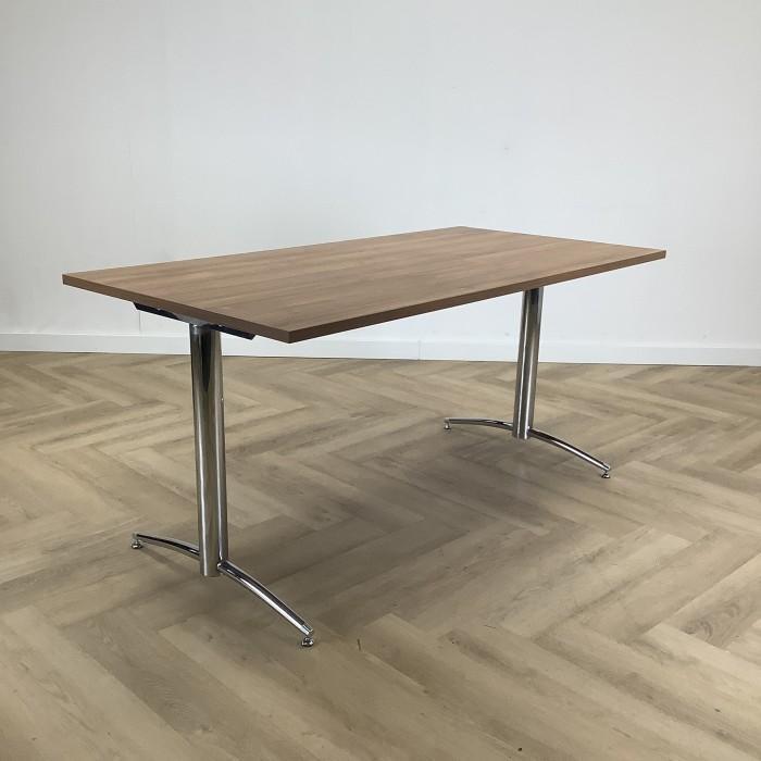 bureau / tafel 160x80 cm, Noten - chroom - Gratis Bezorging, Huis en Inrichting, Bureaus, Bureau, Gebruikt, Ophalen of Verzenden