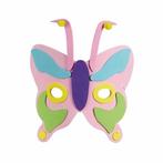 Roze kindermasker in de vorm van een vlinder 18cm - Dieren.., Ophalen of Verzenden, Nieuw