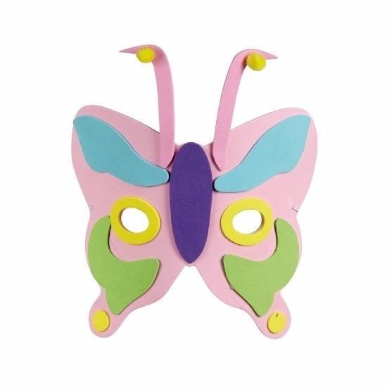 Roze kindermasker in de vorm van een vlinder 18cm - Dieren.., Hobby en Vrije tijd, Feestartikelen, Ophalen of Verzenden