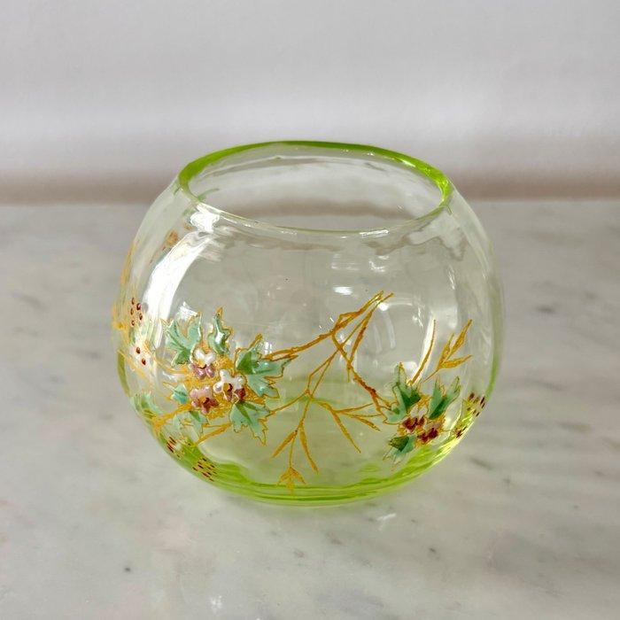 Legras stile - Vaas - Boule Chinoise - Uraniumglas, Antiek en Kunst, Antiek | Glas en Kristal
