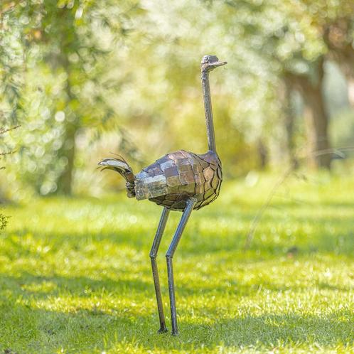 metalen beelden - Struisvogel - Mooievogels.nl, Tuin en Terras, Tuinbeelden, Nieuw, Metaal, Dierenbeeld, Ophalen of Verzenden