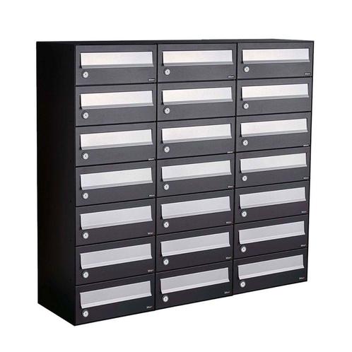 Brievenbusunit Hive set wand 3-breed, 7-hoog - zwart, Tuin en Terras, Brievenbussen, Nieuw, Verzenden