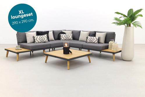 VDG Cordoba loungeset aluminium - teak 4-delig | KORTING, Tuin en Terras, Tuinsets en Loungesets, Loungeset, Nieuw, Hout, Verzenden
