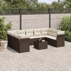 vidaXL 10-delige Loungeset met kussens poly rattan bruin, Tuin en Terras, Tuinsets en Loungesets, Verzenden, Nieuw, Loungeset