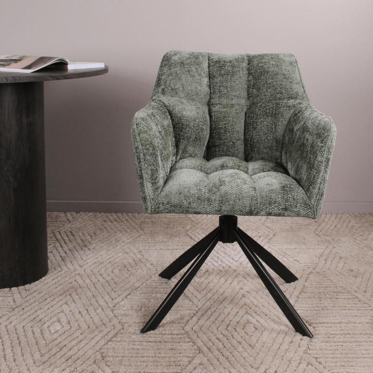 Eetkamerstoel met armleuning | Stof | Groen | DS4U Lucky, Huis en Inrichting, Stoelen, Nieuw, Ophalen of Verzenden