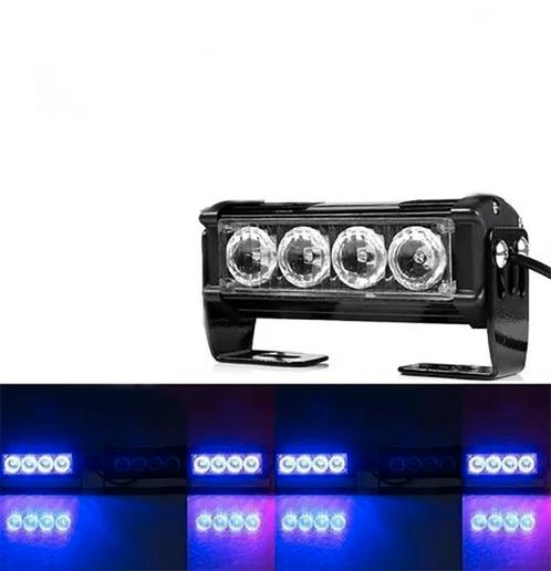 Bumper flitser oplaadbaar - 4 LED - Blauw - 12V - Met, Auto diversen, Tuning en Styling, Ophalen of Verzenden