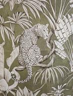 300x280cm! Exclusieve stof Jungle Paradise olijfgroen,