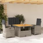vidaXL 4-delige Tuinset met kussens poly rattan grijs, 4 zitplaatsen, Nieuw, Tuinset, Verzenden