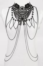 Body Chain Zwart Kant Strik Lichaamsketting Victoriaans Sexy, Kunststof, Verstelbaar, Zwart, Nieuw