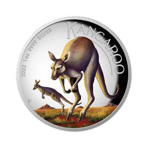Zilveren munt Australian kangaroo 2022 kleur 1 troy ounce, Postzegels en Munten, Edelmetalen en Baren, Verzenden