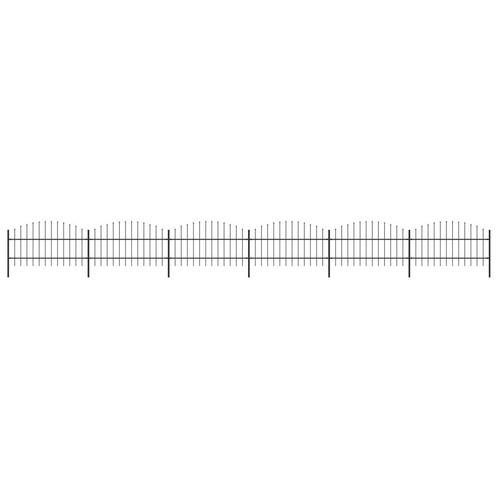 vidaXL Tuinhek met speren bovenkant (0,75-1)x10,2 m staal, Tuin en Terras, Schuttingen, Nieuw, IJzer, 1 tot 2 meter, Verzenden