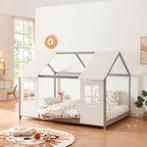 Kinderbed Tostedt huisbed grenen grijs en wit 120x200 cm [en, Kinderen en Baby's, Kinderkamer | Bedden, Verzenden, Nieuw