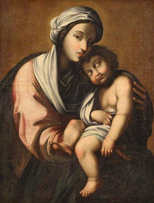 Italiaanse school (XVIII) - Madonna con Bambino, Antiek en Kunst, Kunst | Schilderijen | Klassiek