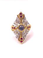 Zonder minimumprijs - Cocktailring - 9 kt. Geel goud, Zilver