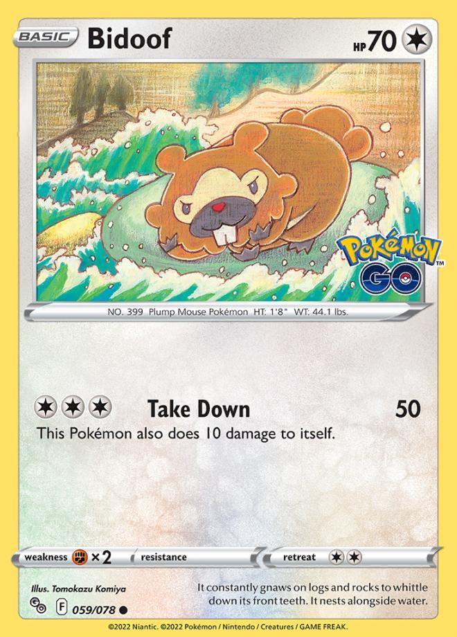 Bidoof 059/078 Pokémon Go, Hobby en Vrije tijd, Verzamelkaartspellen | Pokémon, Losse kaart, Nieuw, Foil, Ophalen of Verzenden