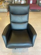 Luxe relaxfauteuil manueel leer zwart draaifauteuil, Ophalen, Nieuw, 75 tot 100 cm, Leder zwart