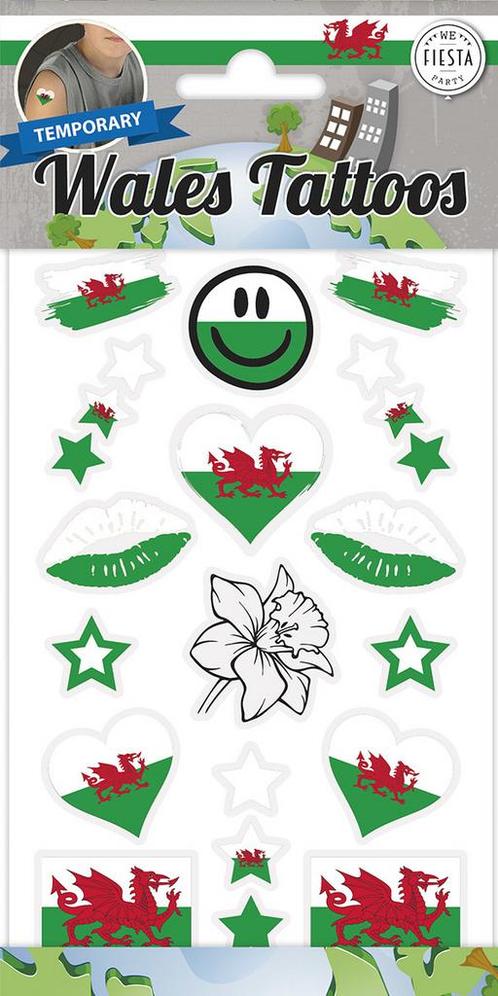 Nep Tattoos Wales, Hobby en Vrije tijd, Feestartikelen, Nieuw, Verzenden