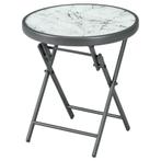 Bijzettafeltje - Terras &amp; Tuin - Opklapbaar &amp; Glas - Wit, Ophalen of Verzenden, Nieuw