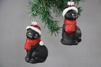 Kerstballen Inge-Magic: zwarte kat (2) - Glas - glas,, Diversen, Kerst, Nieuw